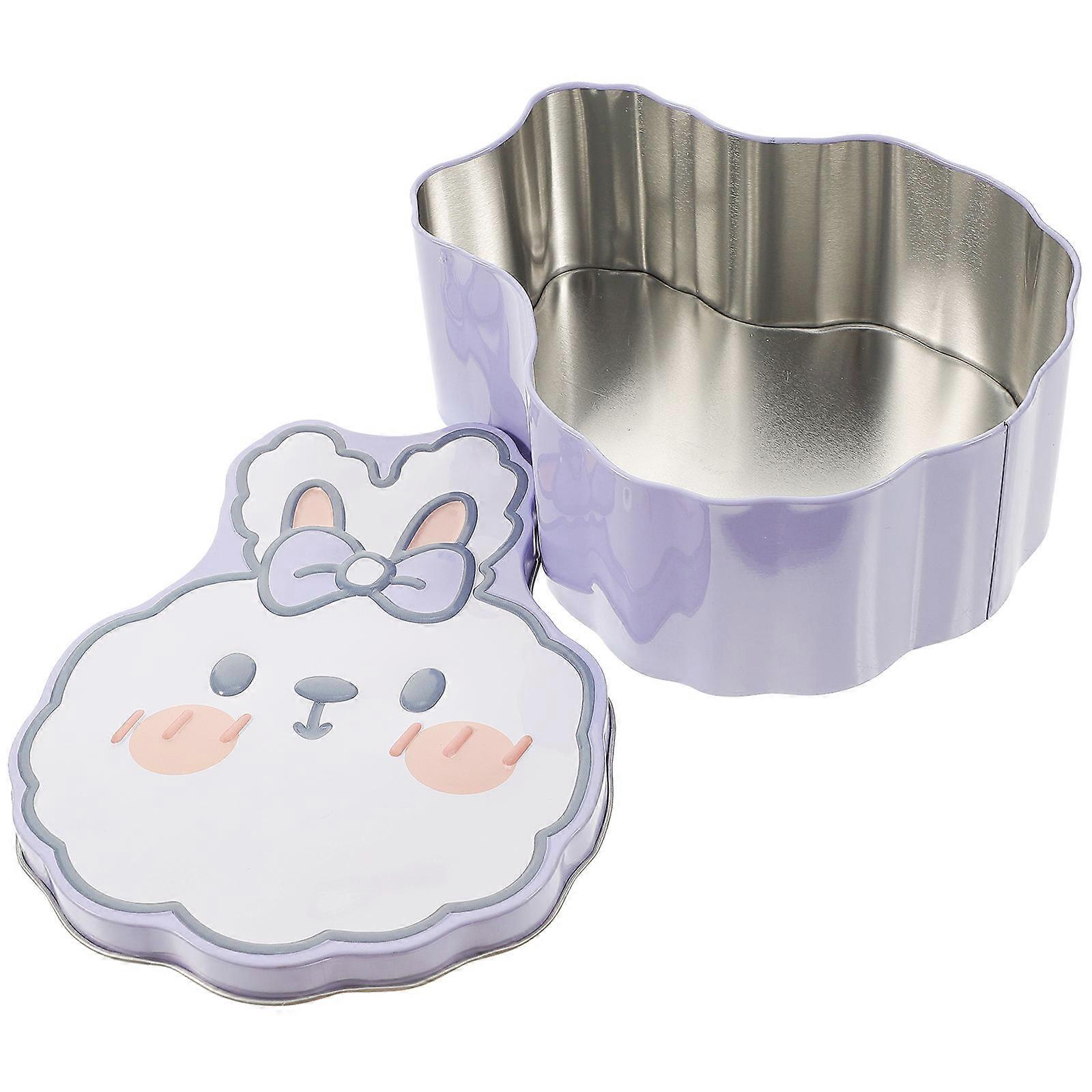 Decorative Cookie Tins Rabbit Shape Tinplate Box Purple 7.1×5.7×2.8in Good Visual Enjoyment 1Pcs