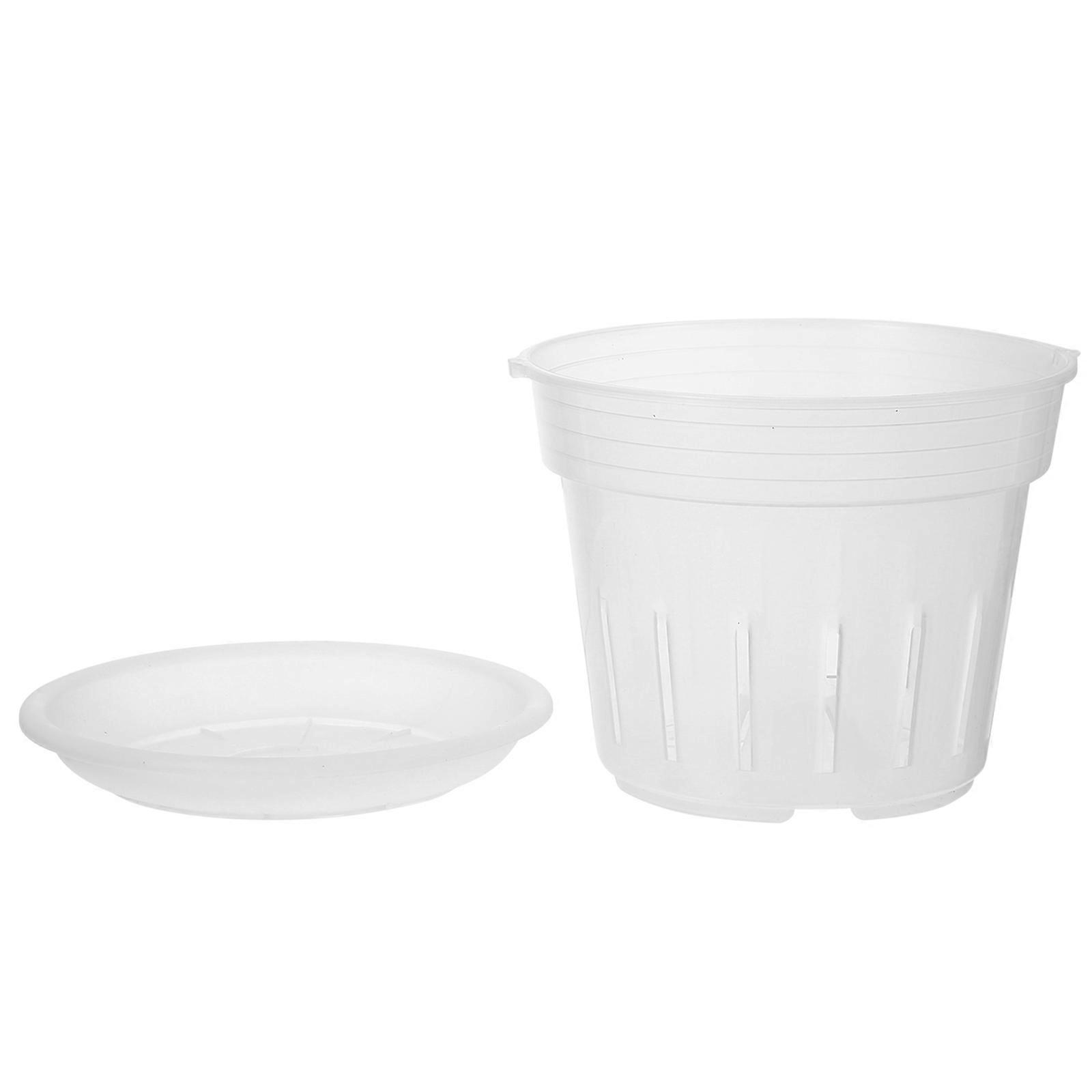 Here's a well structured product description for the **Transparent Plastic Flowerpot with Root Control and Tray**, ideal for use in online or product