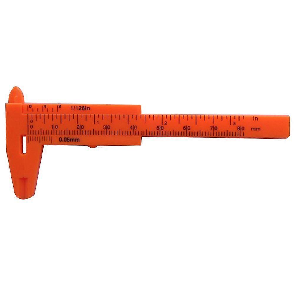 80mm Mini Kunststoff Schiebe-Messschieber Messschieber Knopf Schmuck Größe Messgerät Messwerkzeug (Orange)