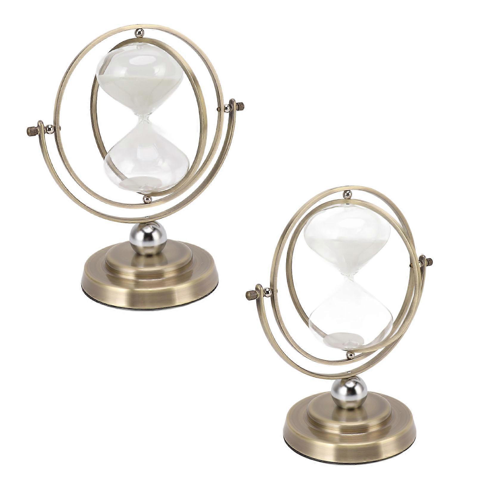 ساعة معدنية زجاجية بسيطة حديثة توقيت دقيق دقيق رمل مؤقت ديكور منزلي برونزي اللون رمل أبيض 60 دقيقة 