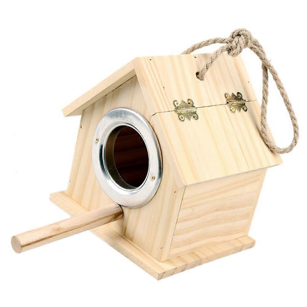 Wooden Bird Nest Box for Pet Parrots Breeding and Incubation with Assorted Color 1Pc