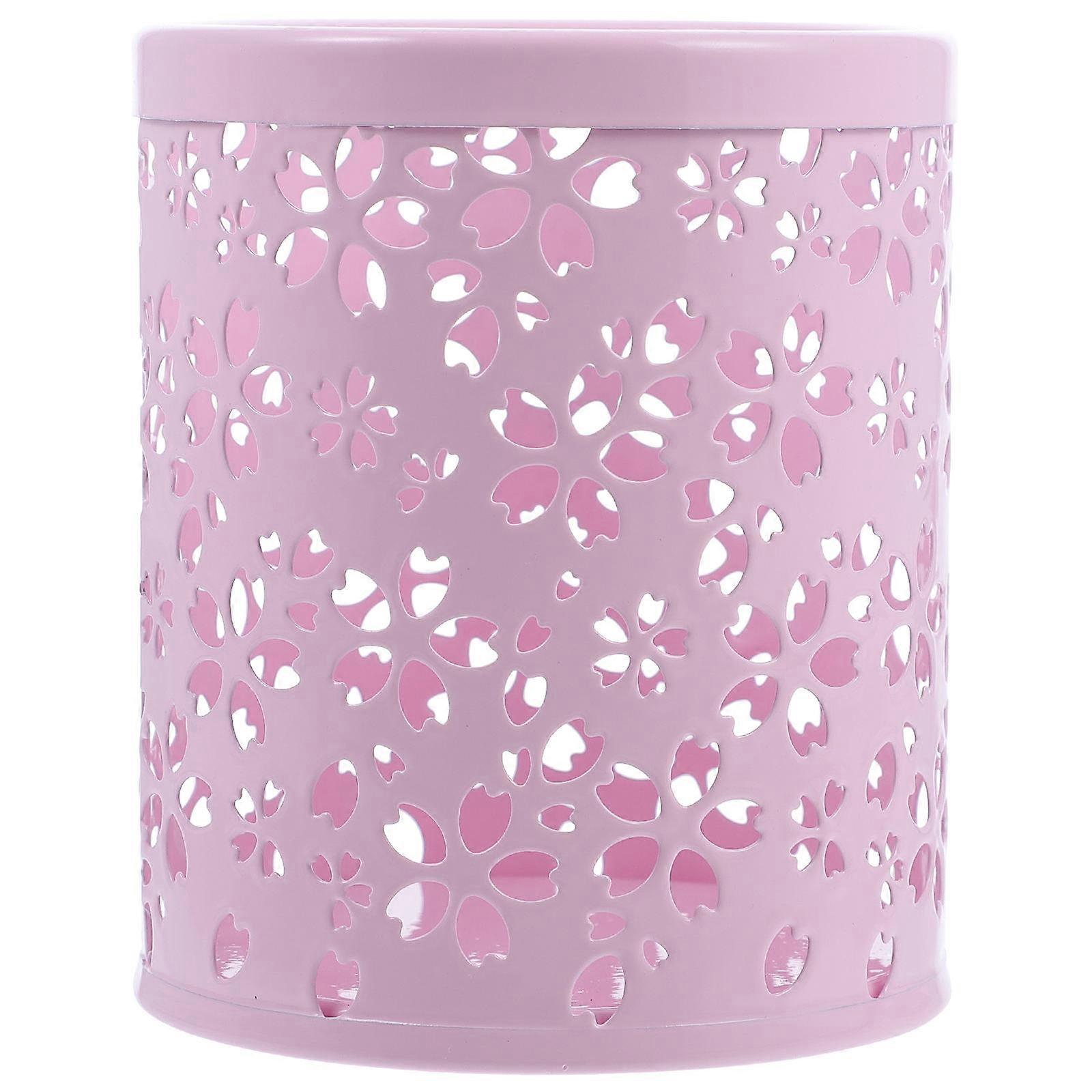 Office Pen Barrel Cylindrical Iron Student Supplies Study Pink 1Set