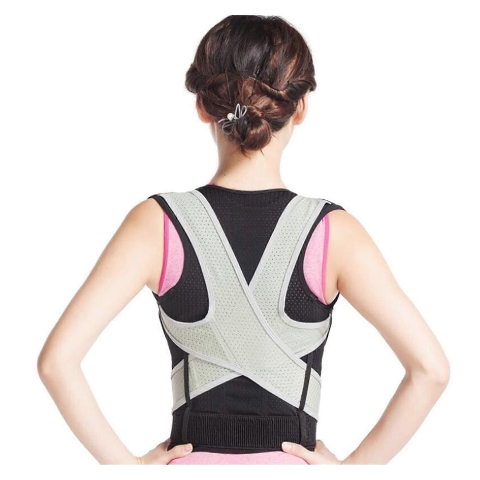 Adjustable Posture Corrector One Piece Back Support Belt, Spinal Alignment, Shoulder Support, Black, Medium