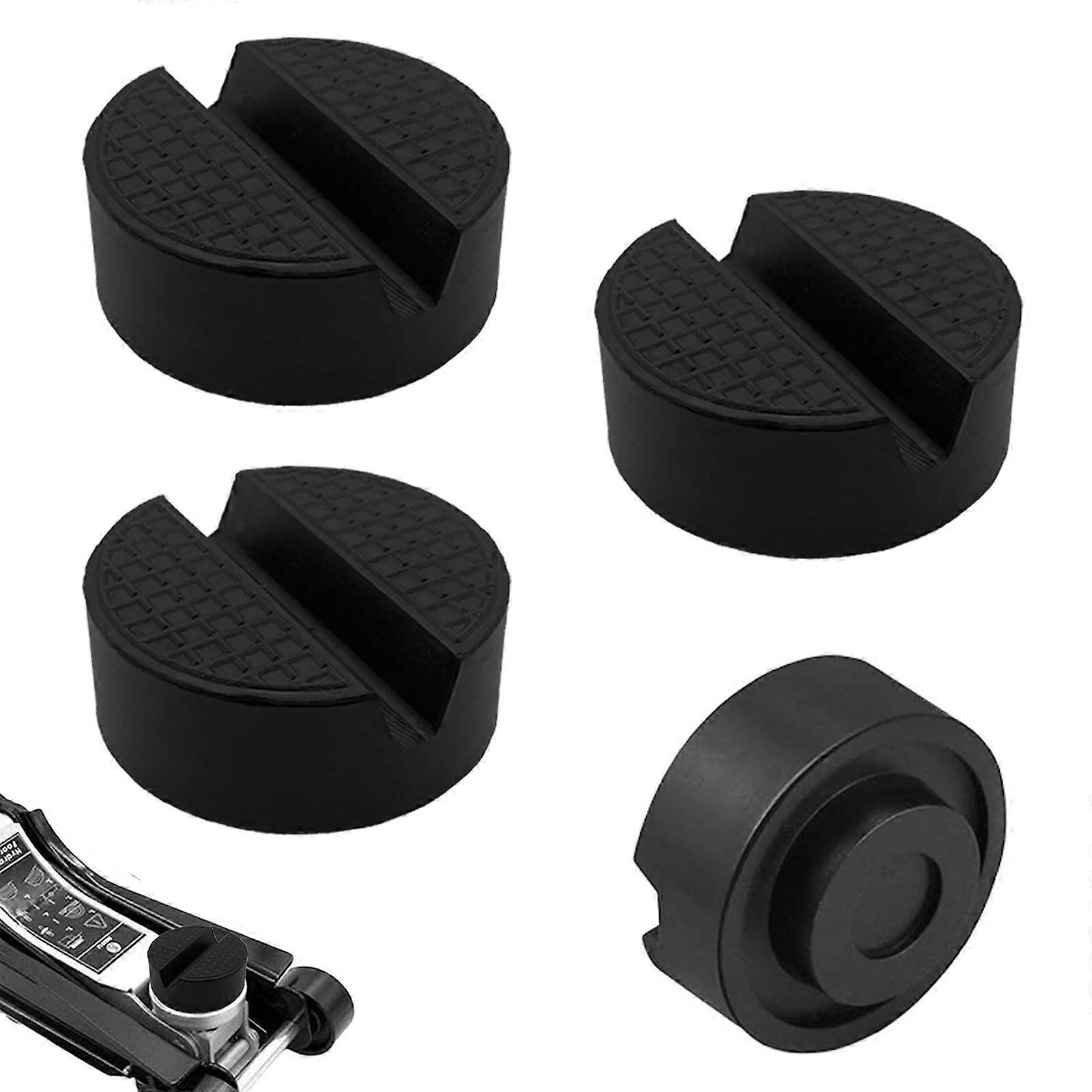 Auto Jack Rubber Pads, 4 Pieces, Universal for Vehicle Lifting, Black