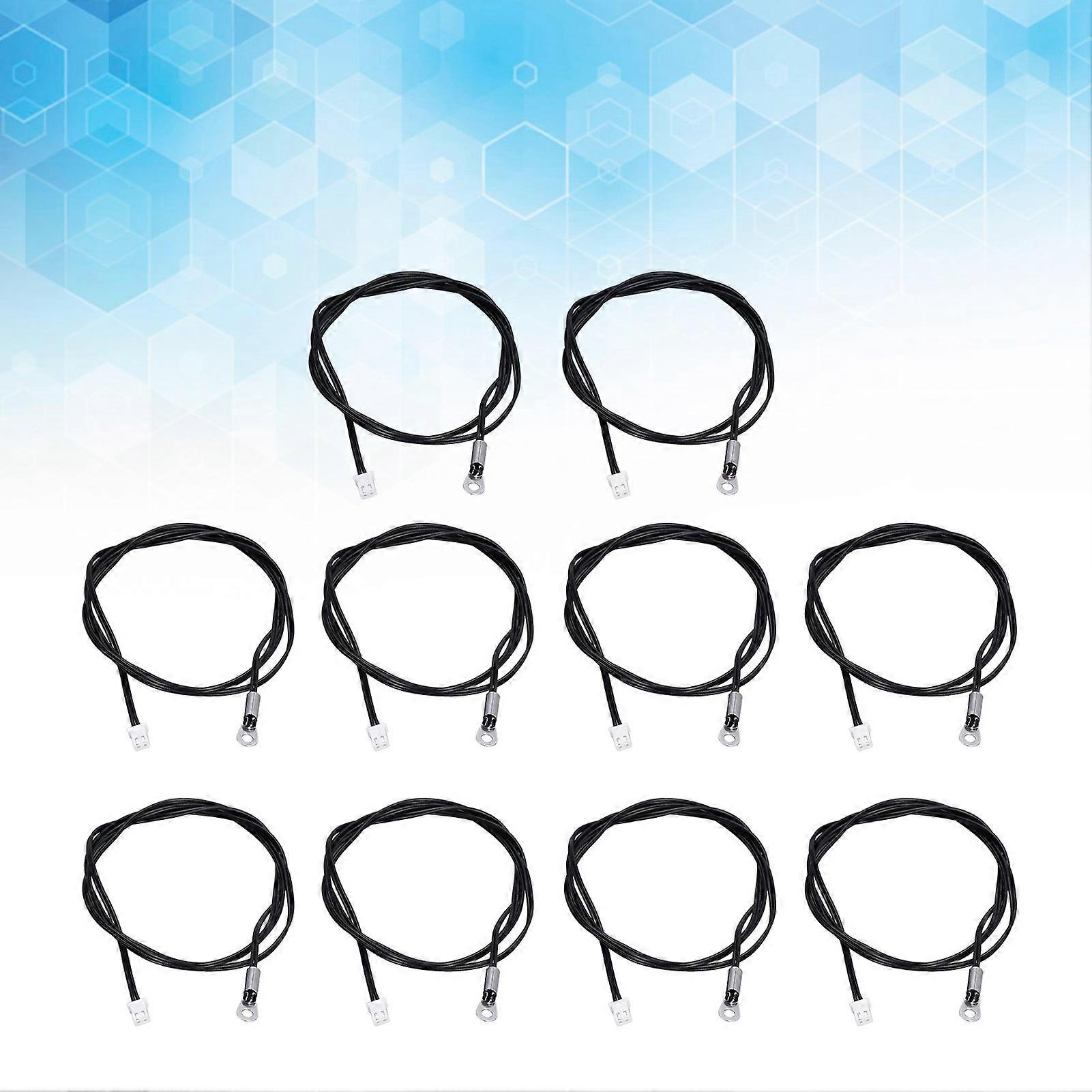 10Pcs NTC Thermistor Probe Temperature Sensor Round Lug Cold Pressed Terminal Connector 1meter100K B3950 