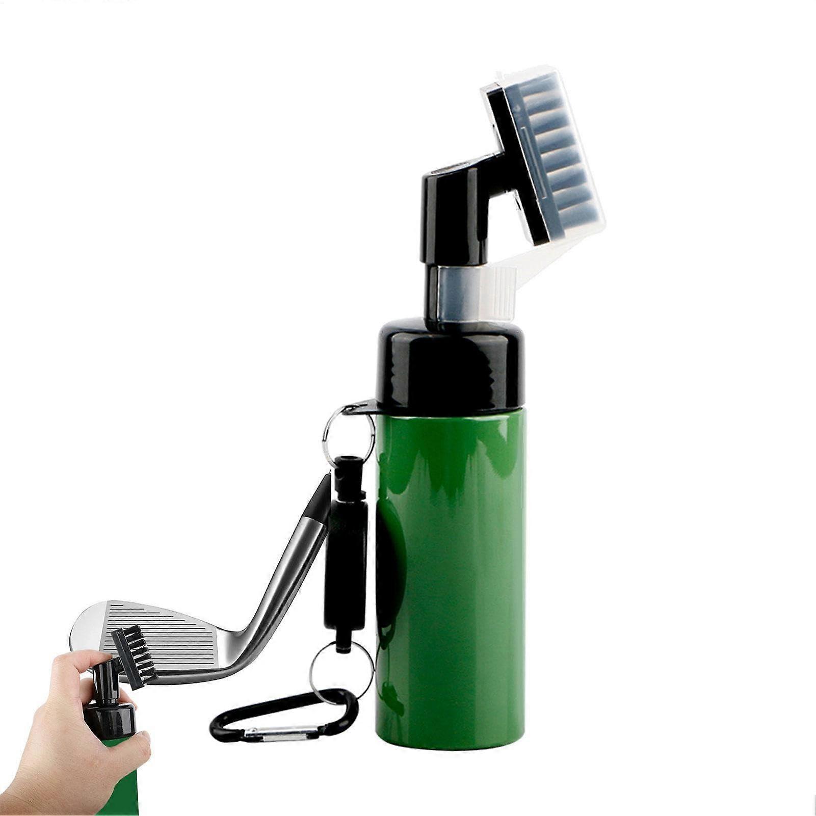 Golf Club Cleaner Tool 3-in-1 Brush with Water Dispenser, Groove Cleaner, Portable Golf Accessory, Green with Lanyard