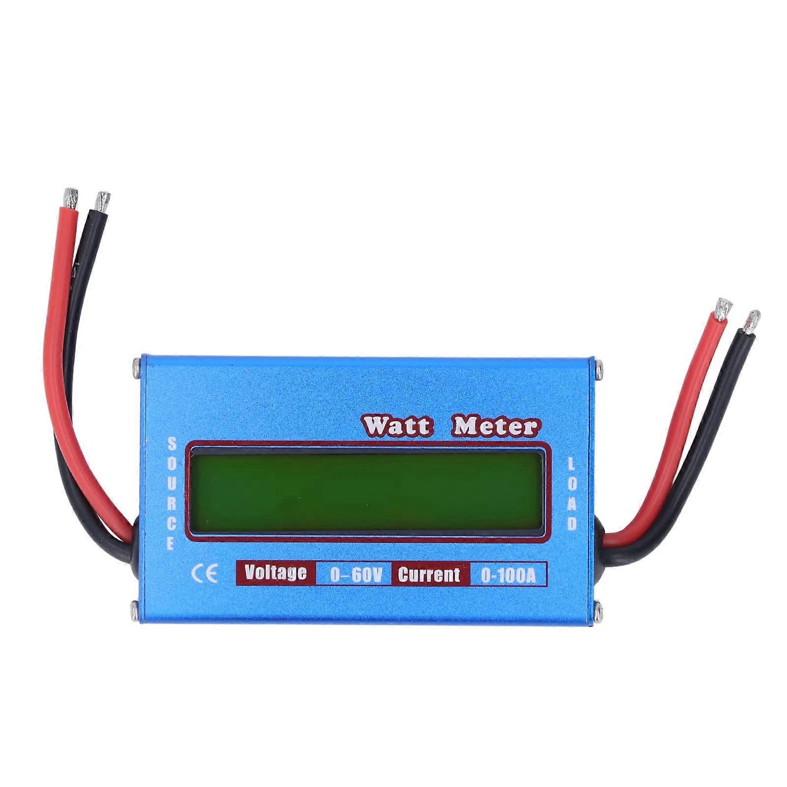 RC Wattmeter, RC Volt Amp Watt Tester Aluminum Alloy Precision Power Analyzer with Digital LCD Screen Ammeter for Solar System