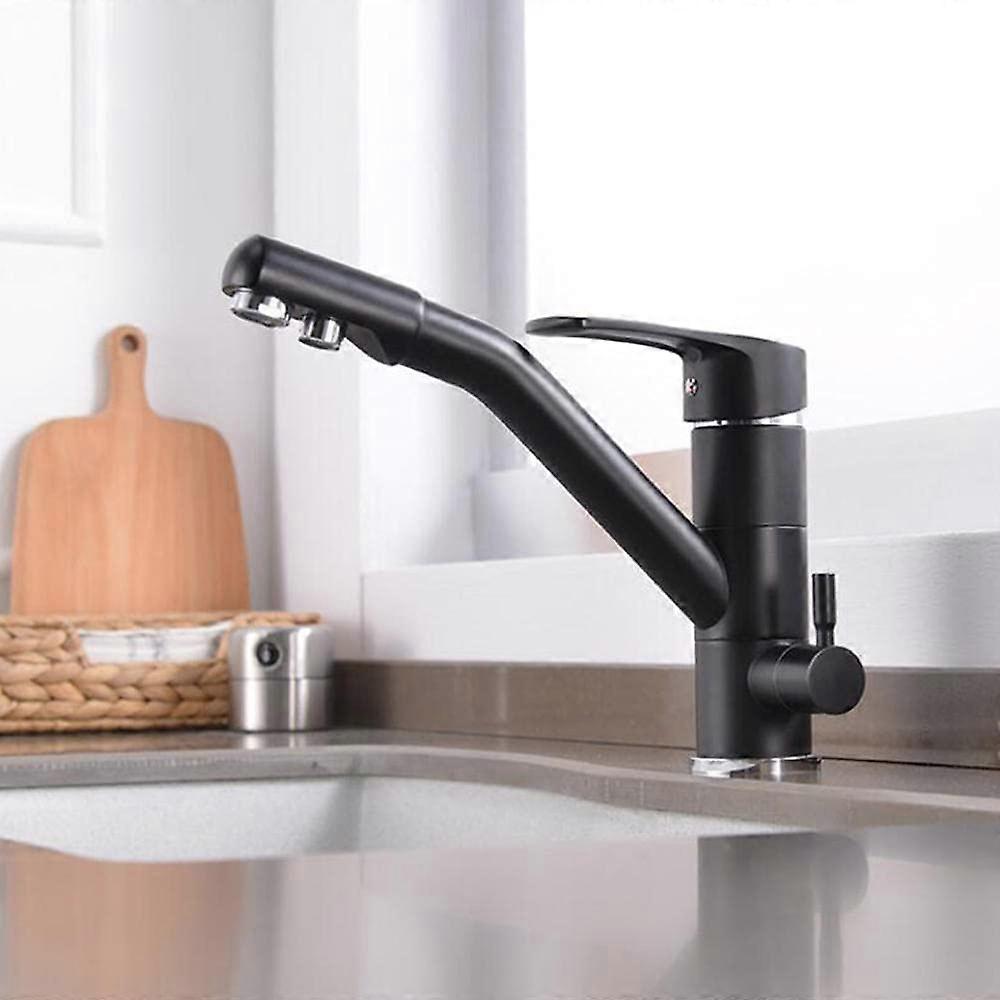 Kitchen Tap 3-Way Faucet Brass with 360° Rotation for Pure Drinking Water Hot and Cold Water Sink Tap Oat Model