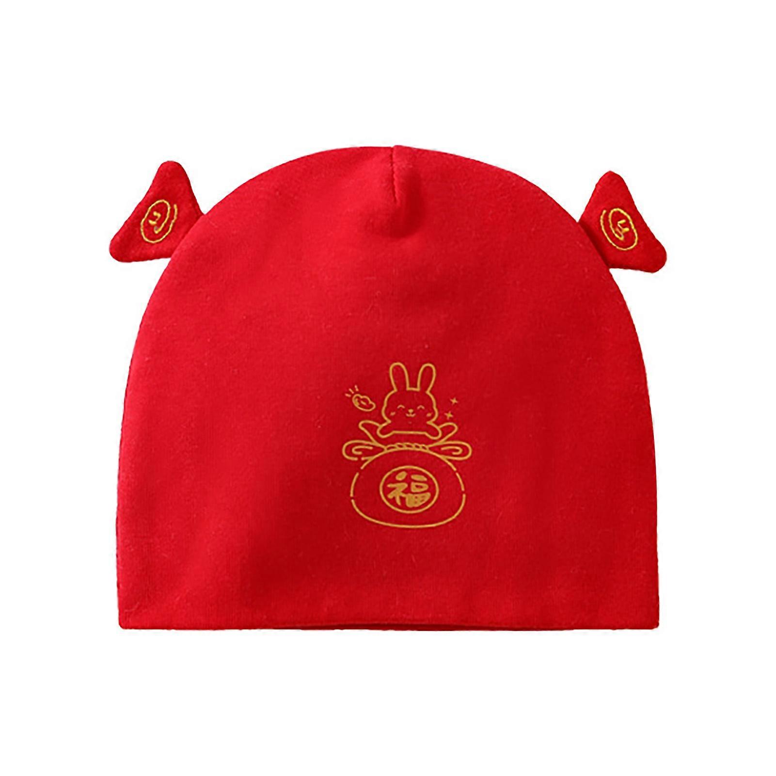 33cm Toddler Hats Red Double Layer Cotton Cute Protective Safe Newborns Hat for Boys Girls