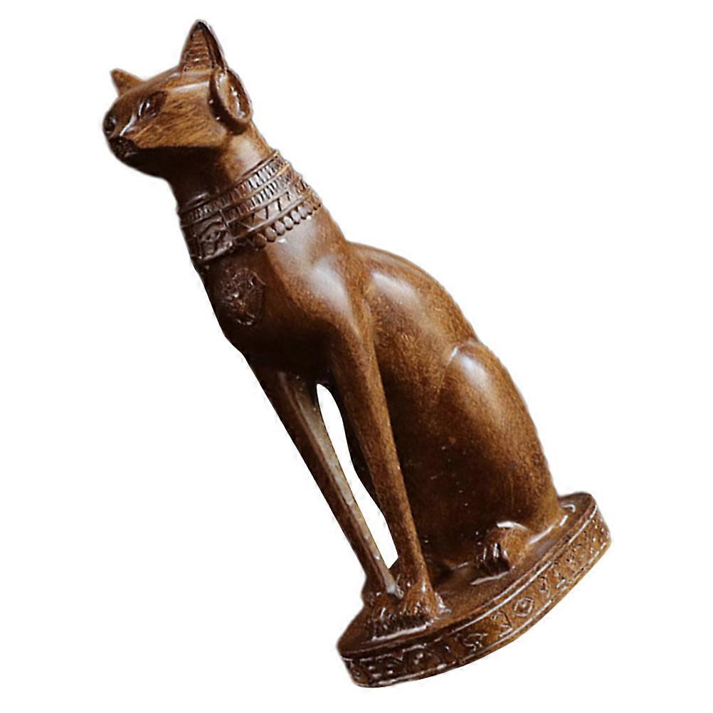 Antique Egyptian Cat Statue Figurine with Vintage Charm and Resin Material