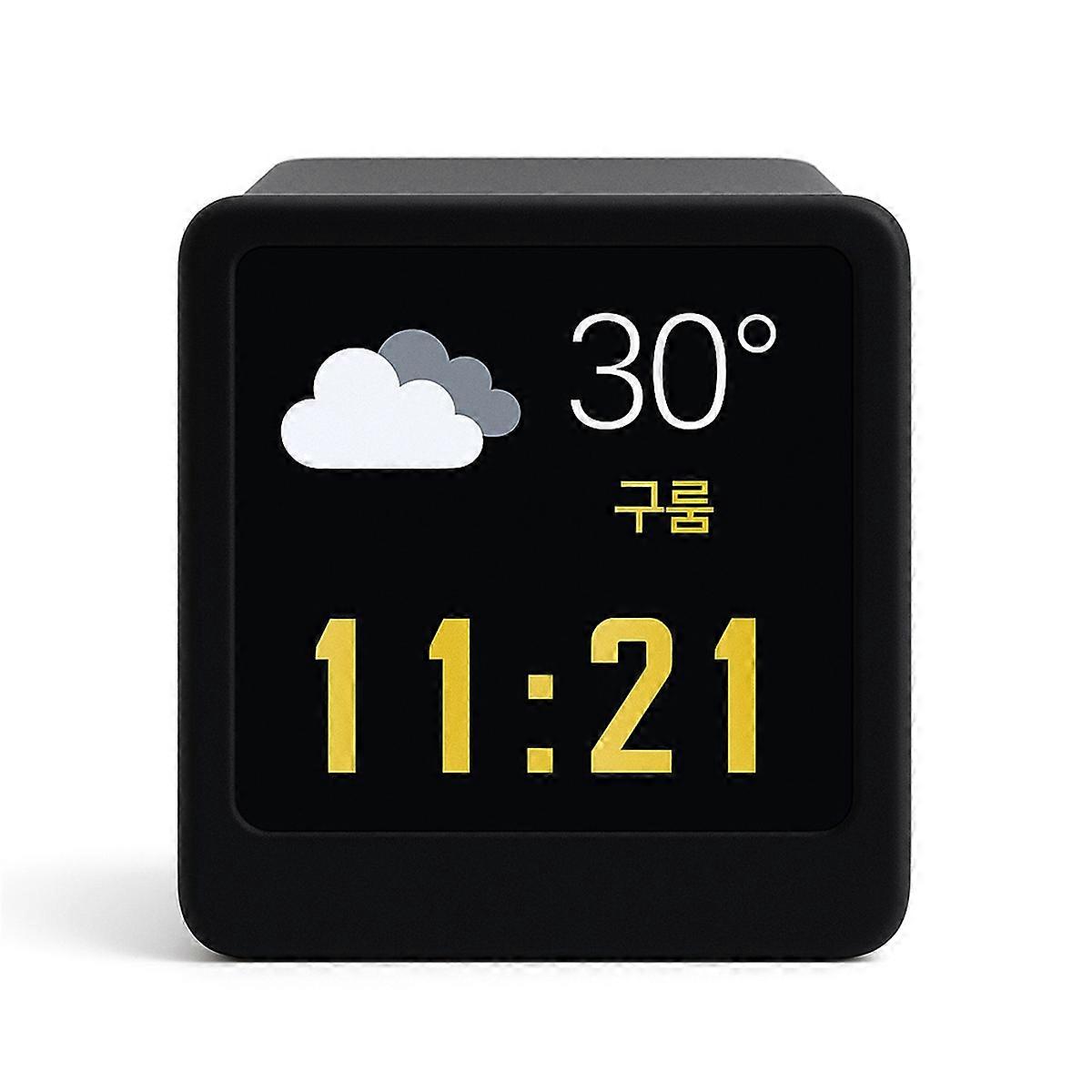 Korean Smart Wifi Weather Station Portable Desktop Display with Temperature Humidity Time Alarms Clock Decoration A