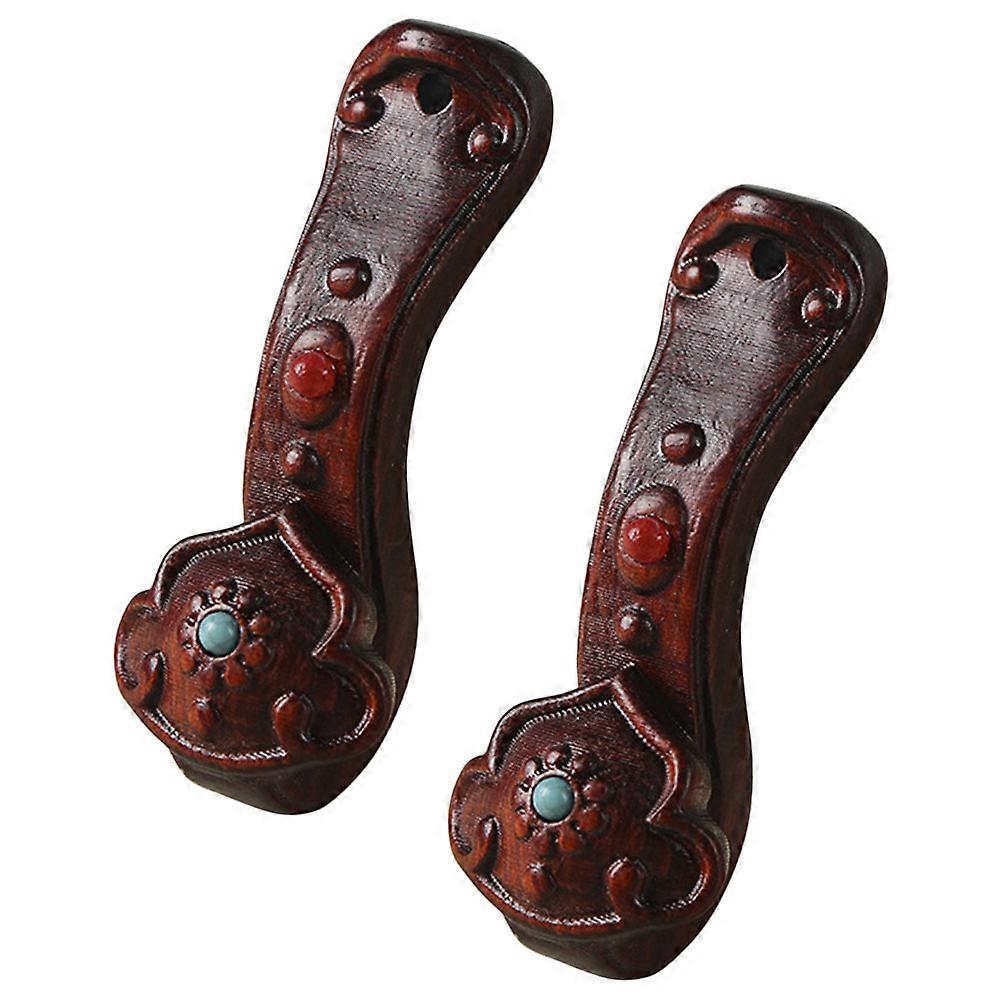 Wooden Ruyi Key Chain Pendant For Gift Giving 2Pcs Coffee DIY Adornment Suitable For Keychain And Bag Pendant