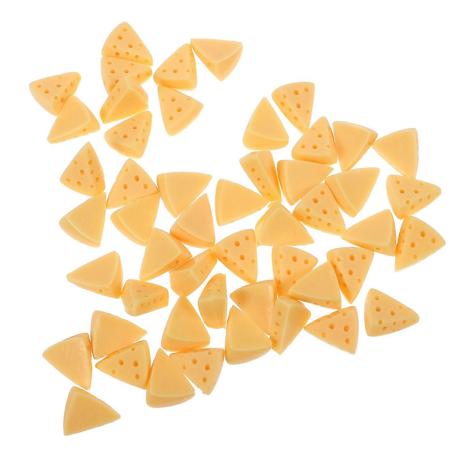 50pcs Mini Artificial Cheese Models for DIY Scrapbooking Crafts – Realistic Figurines for Phone Case Decoration, Creative Gift Ideas