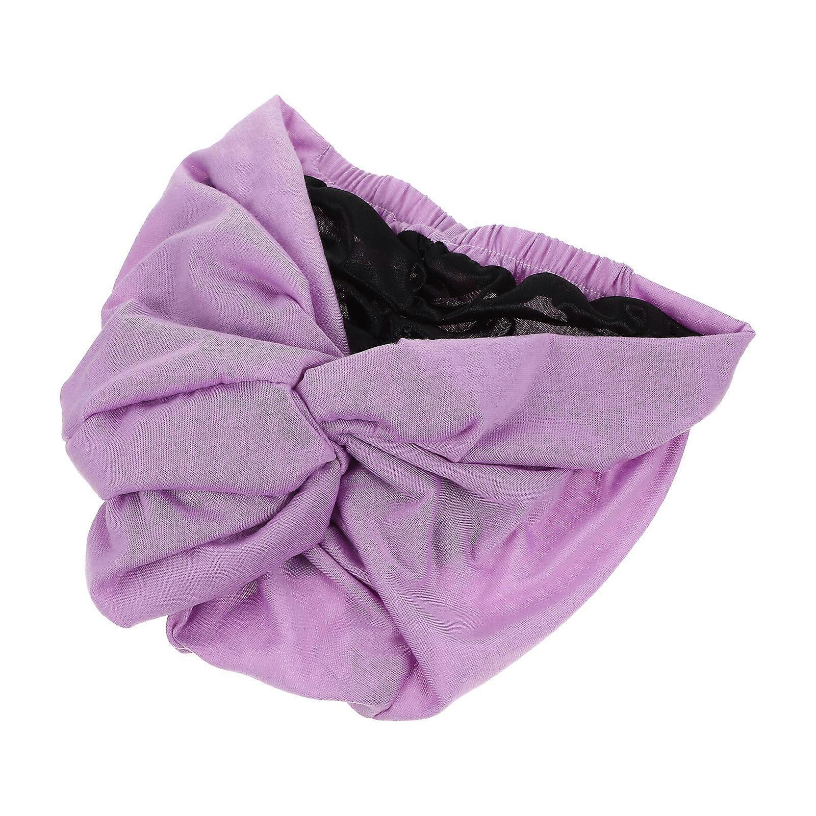 Violet Imitated Silk Housework Cap For Women Designed To Protect Scalp In 1Pack