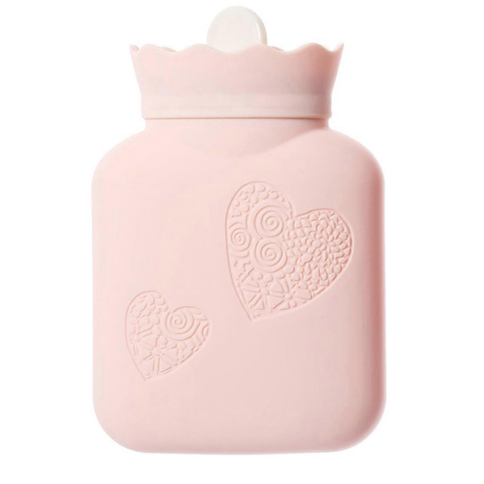Classic Design Silicone Hot Water Bottle Hand Warmer For Children And Adults In Elegant Pink Color With Comfortable Grid Texture 1 Set