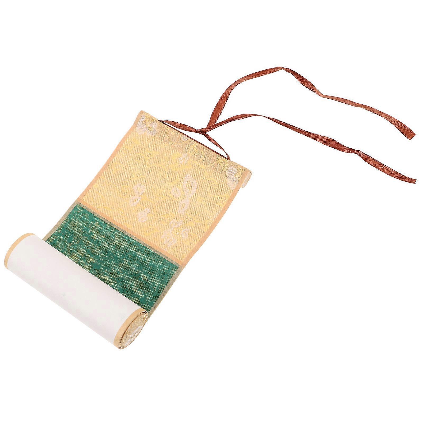 Green Blank Calligraphy Paper Scroll for Chinese Brush Painting with Durable Cloth and Paper Construction 20x60 Inches