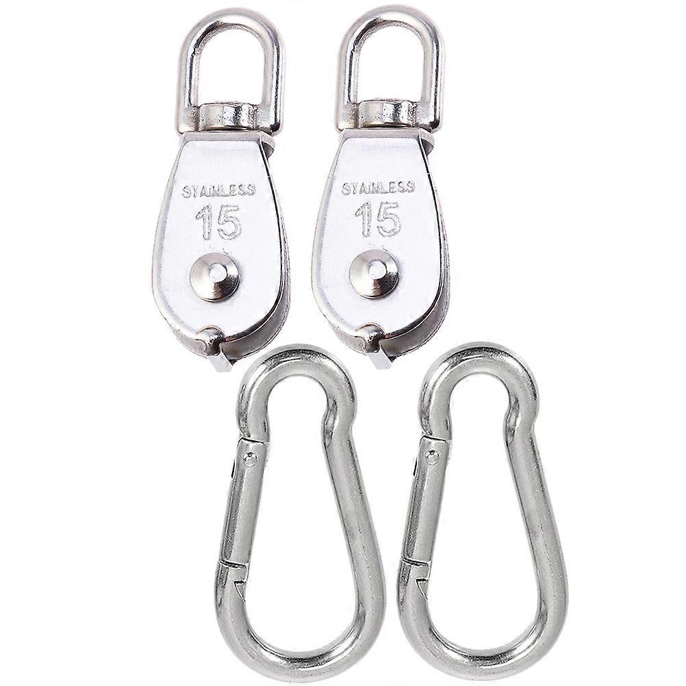 Heavy Duty Pulley 4Pcs Set Stainless Steel Swivel Block for Lifting Operations Wire Rope with Smooth Functionality