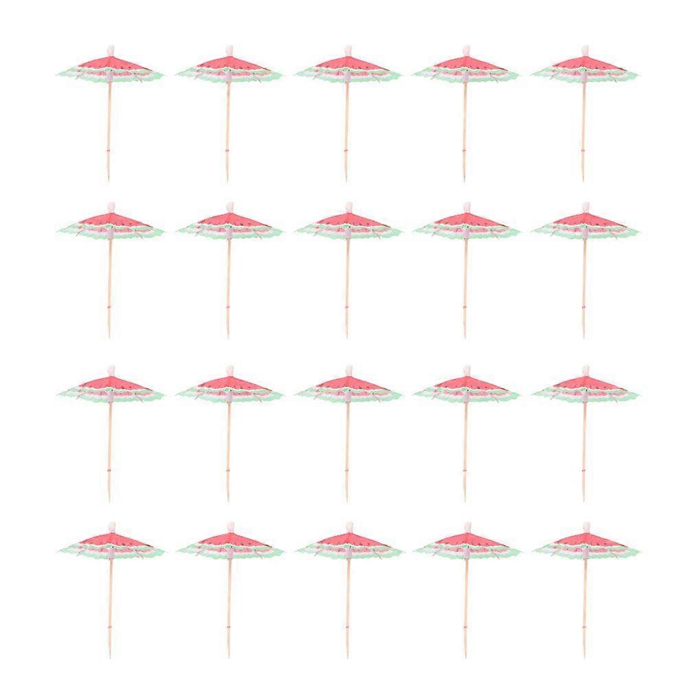 100pcs Watermelon Umbrella Picks Cocktail Picks Creative Fruit Decor Topper Cocktail Umbrella Shape Topper for Bar Store Hotel