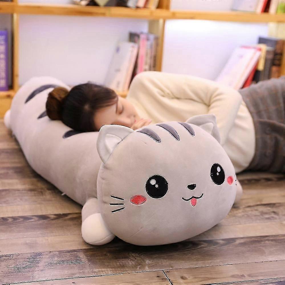 حجم ضخم 130 سم طويل القط الوسائد القط أفخم لعبة لينة وسادة محشوة أفخم دمى الحيوانات وسادة للأطفال الفتيات هدايا ديكور المنزل