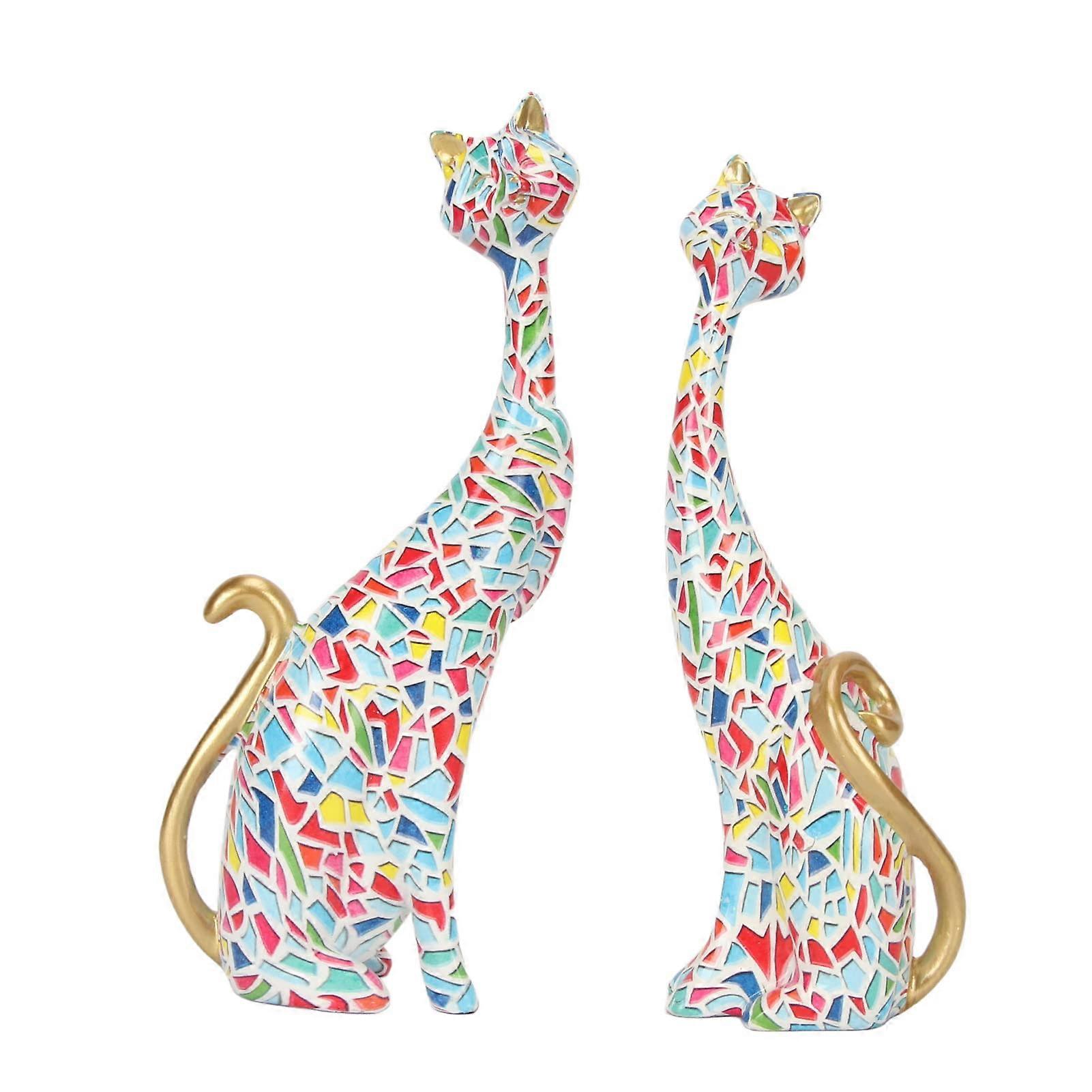 Abstract Resin Figurines for Home Office Decor, Smiling Cats Bring Joy, Desktop Decoration