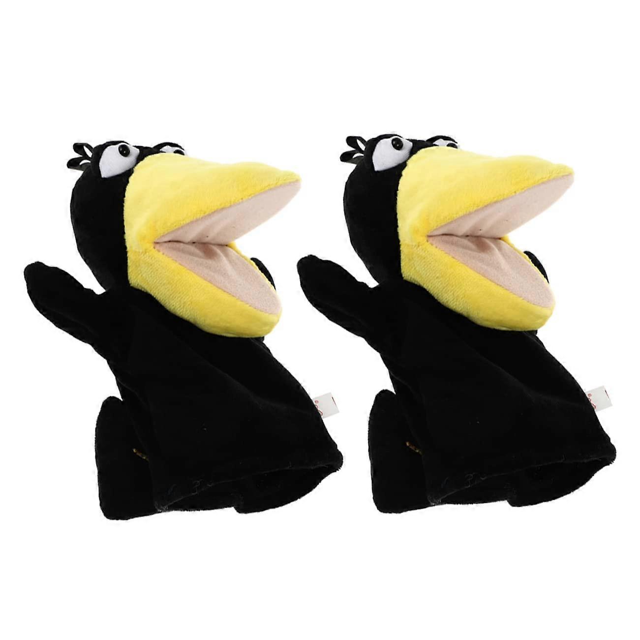 Hand Puppets 2-Piece Cartoon Owl Plush Toy, Interactive Storytelling for Parents and Kids, Toddler Learning Toy, Black