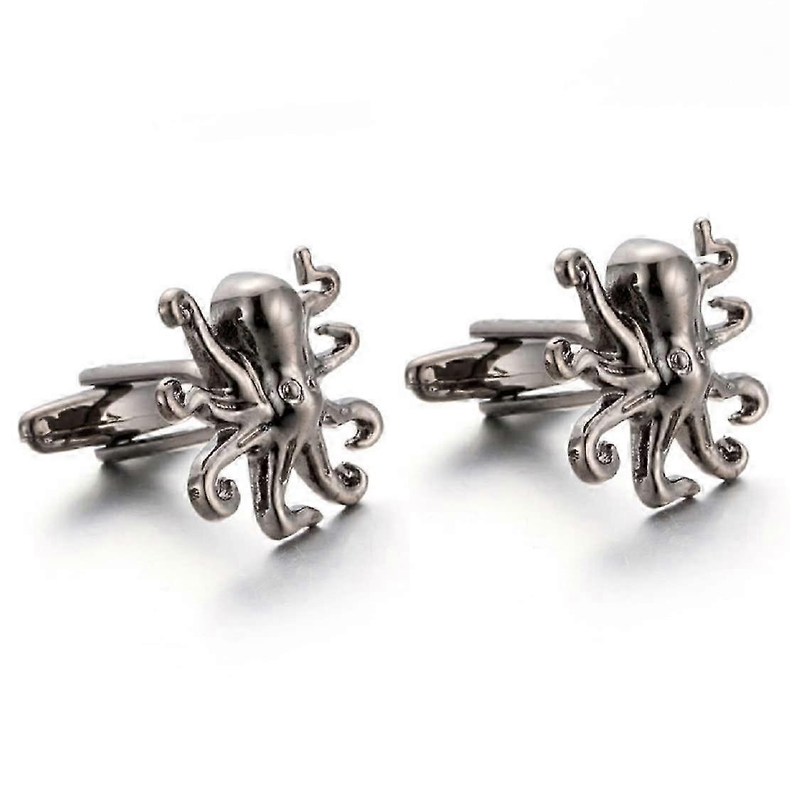 Punk Style Octopus Cufflinks for Men Silver Viking Design Formal Accessory