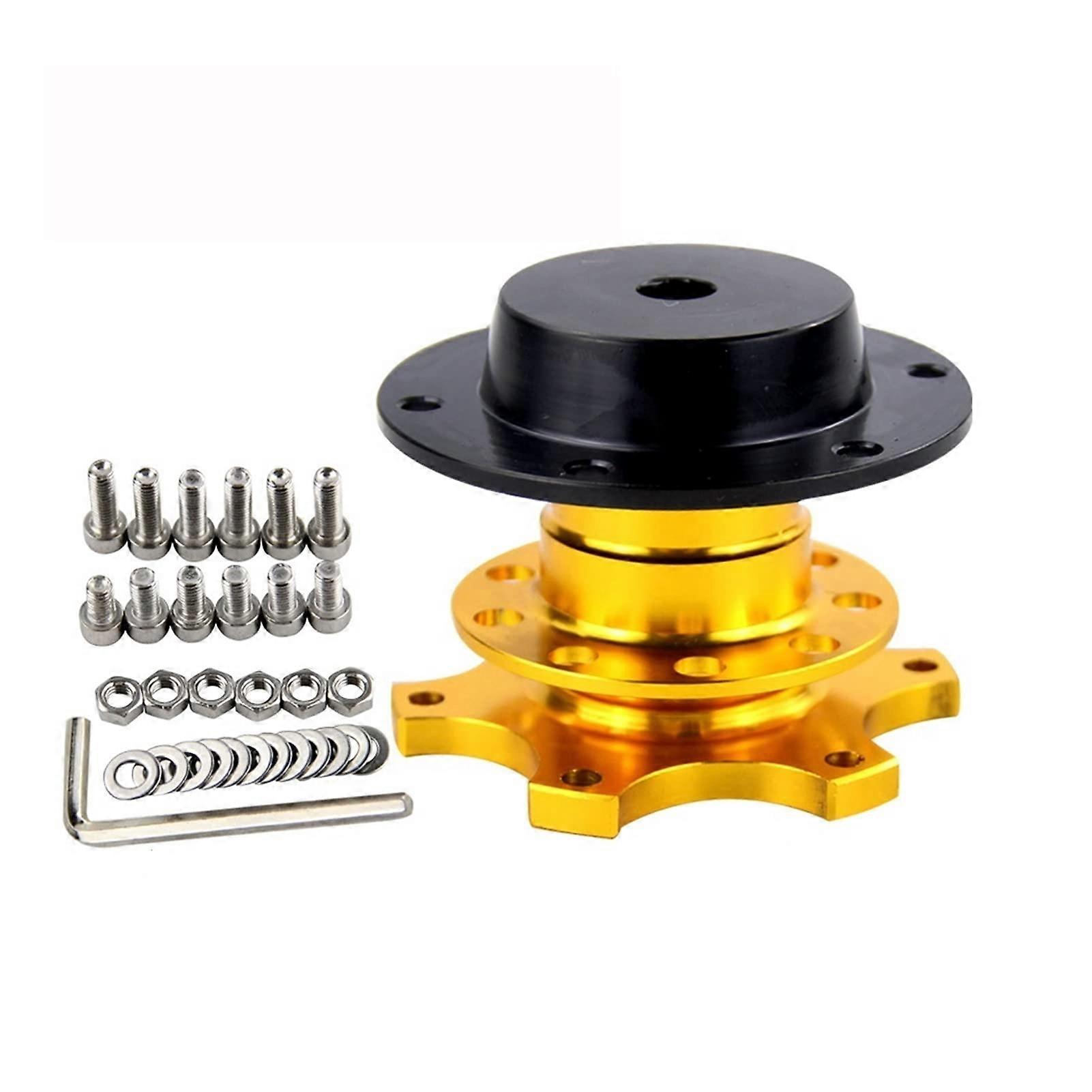 Steering Wheel Quick Release Snap Off Hub Adapter Gold Boss Kit for Compatible Car Steering Wheels