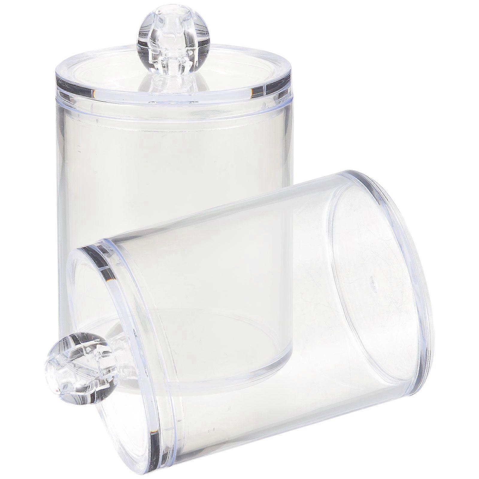2 Pcs 2-in-1 Acrylic Cotton Pads Storage Box Transparent Cotton Swab Storage Box