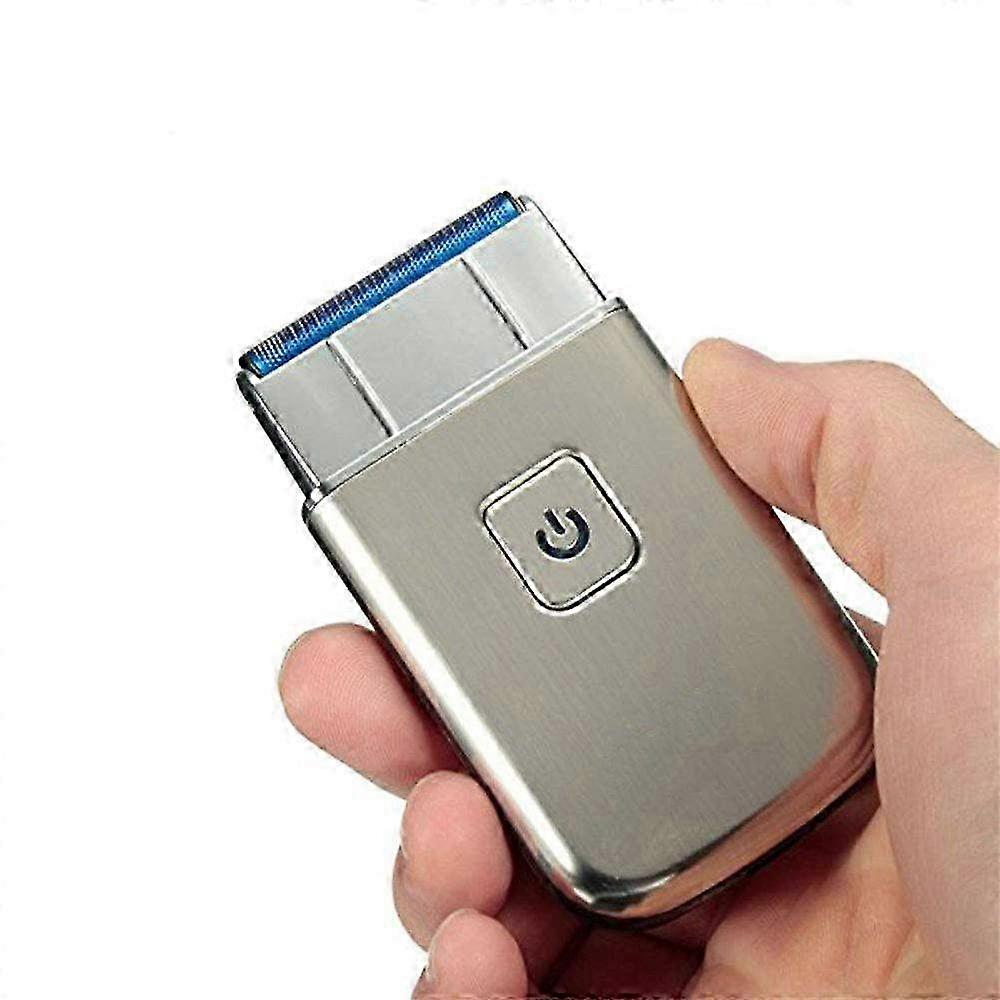 Cordless Mini Electric Razor Foil Shaver for Men - Travel-Friendly USB Charging Beard Trimmer & Facial Hair Groomer in Silver