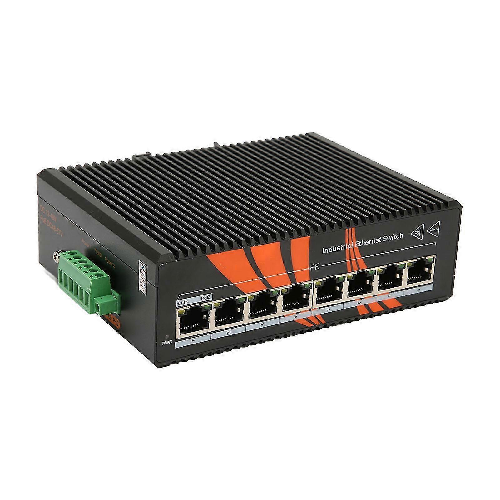 Industrial Ethernet Switches 8 Port Unmanaged DIN Rail Minus 40 to 75 Degree Centigrade 12 to 58V DC Input Network Switch Edition 0820