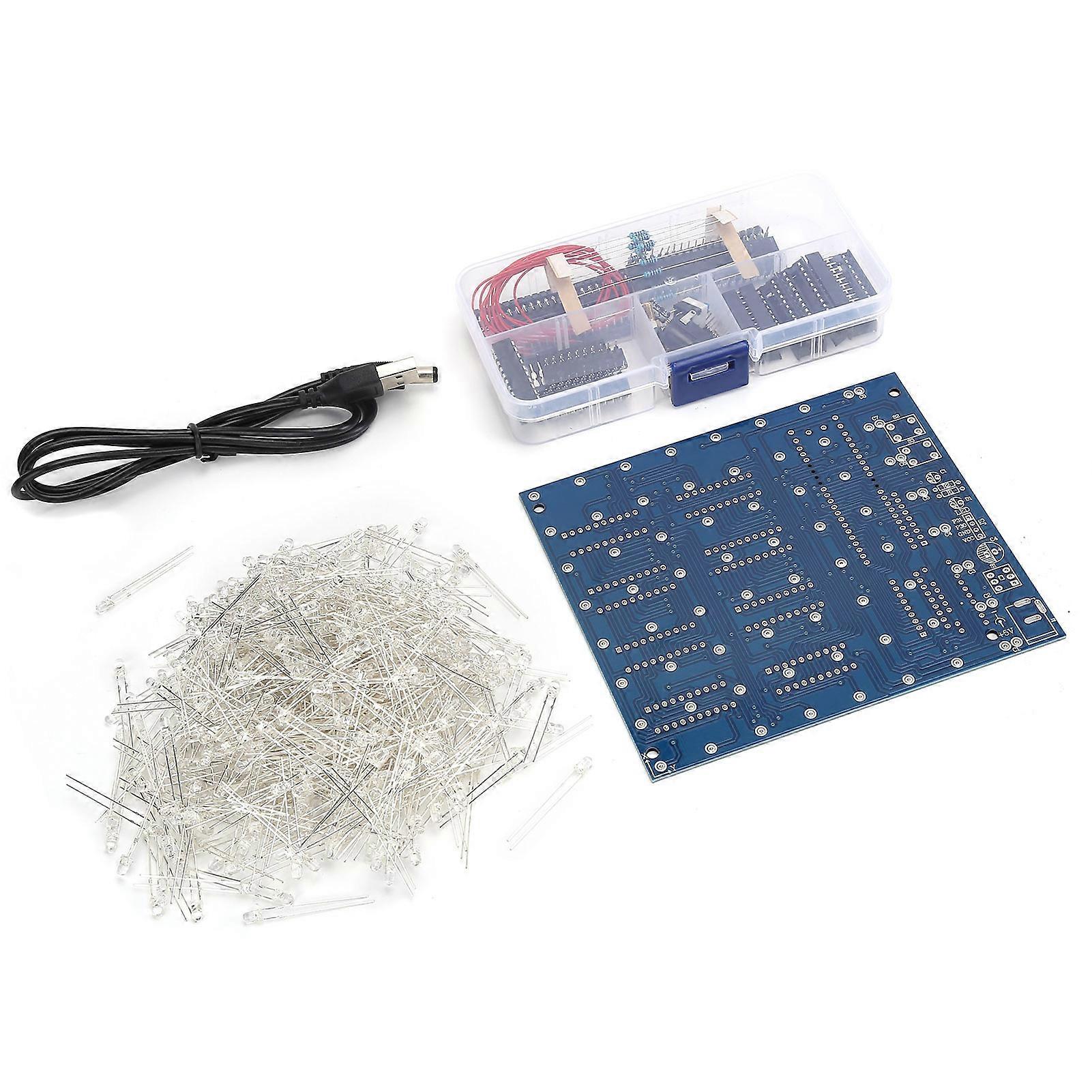 8x8x8 3D LED DIY Cube Light Kit Squared White LED Blue Ray