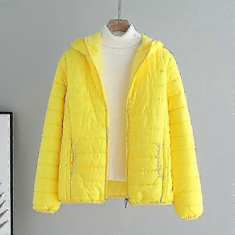Lätt vadderad höst-vinter kvinnors quiltad jacka med huva: ultralätt solid pufferkappa