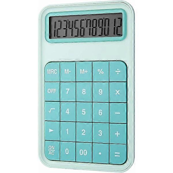 Large Screen Desktop Calculator, 12-Digit LCD Calculator for School, Office, Home, Store Counter - Green