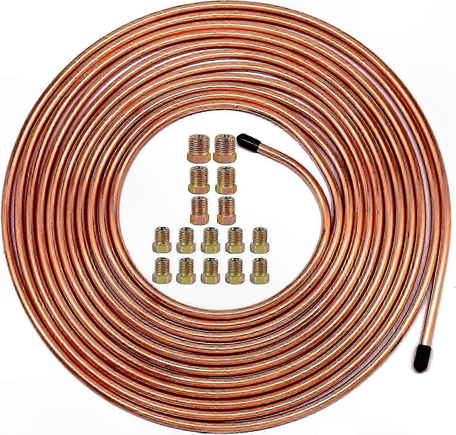 Copper-Coated Flexible Tubing Roll, 25 Ft Length, 3/16 Inch Diameter for Brake Line Applications