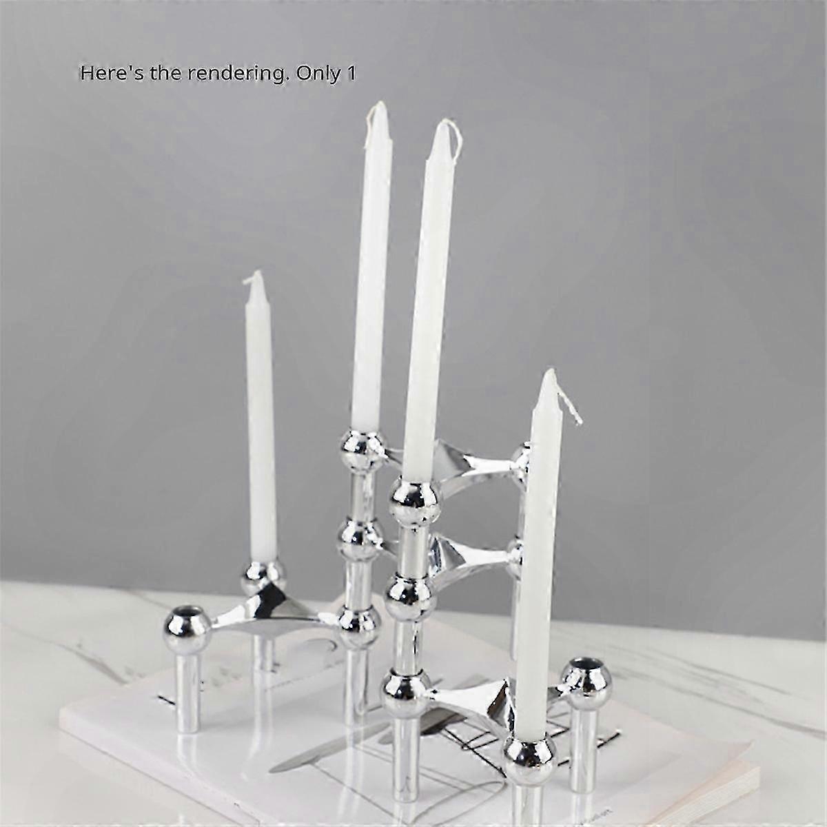 Silver Molecular Candlesticks in Nordic Design for Rustic Home Decoration