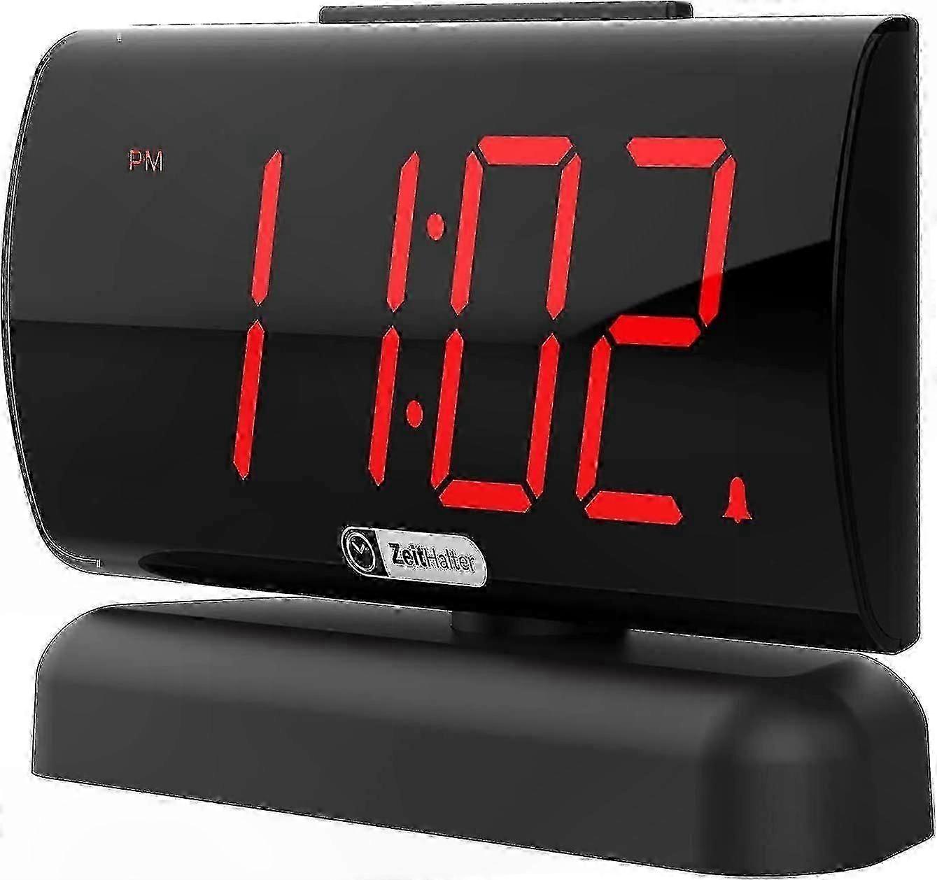 Big Digit LED Alarm Clock with Adjustable Volume and Snooze Function - Red Display, Rotating Base