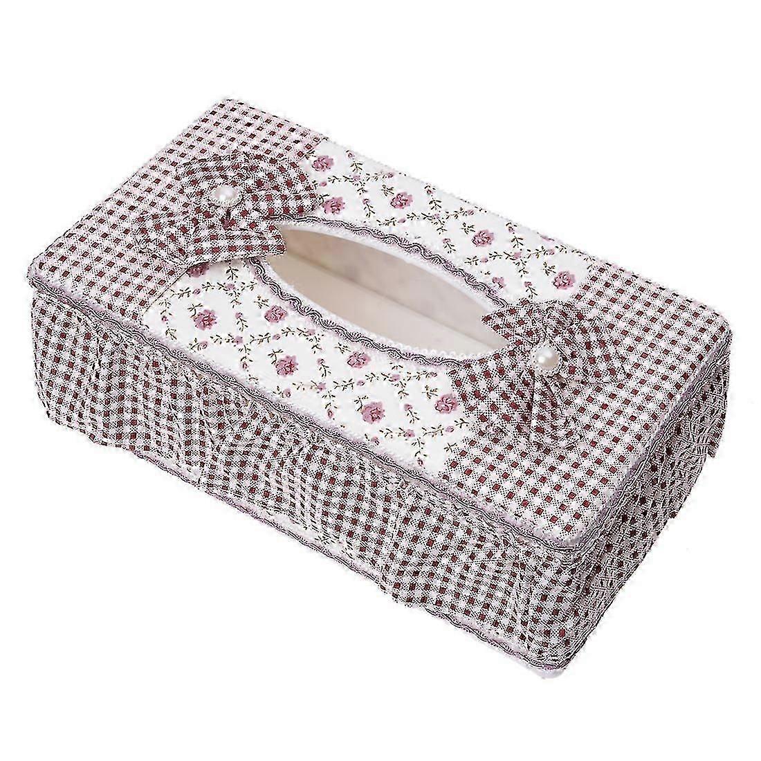 Pastoral Style Rectangle Tissue Box Paper Holder - Floral Pattern