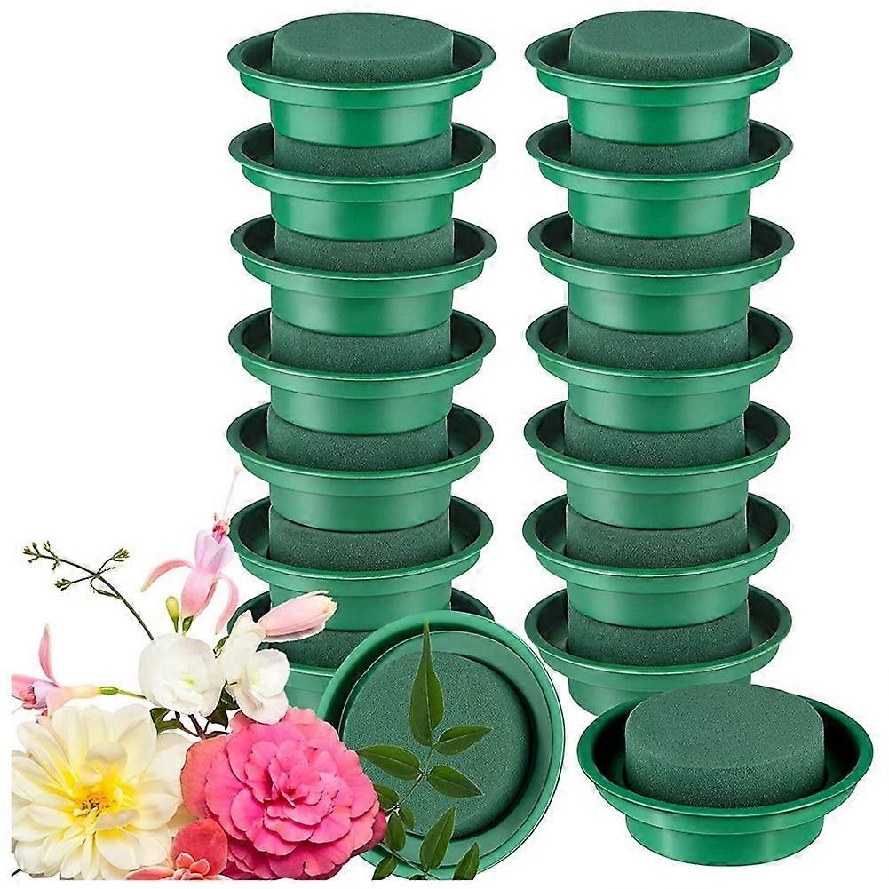 16Packs Foam Rounds in Bowls DIY Flower Arrangement Kit Green Round Wet Flower Foam Blocks for Arti