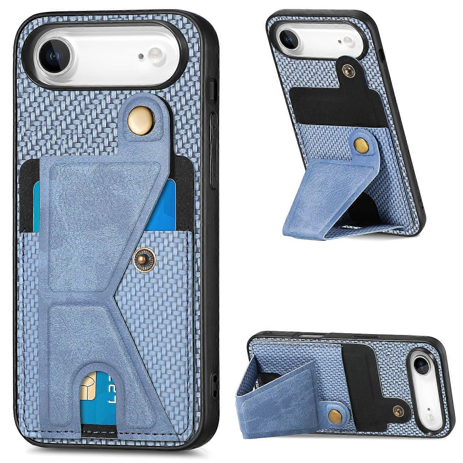 Compatible For iPhone 17 Air Case with K-Shaped Kickstand Leather Phone Back Cover
