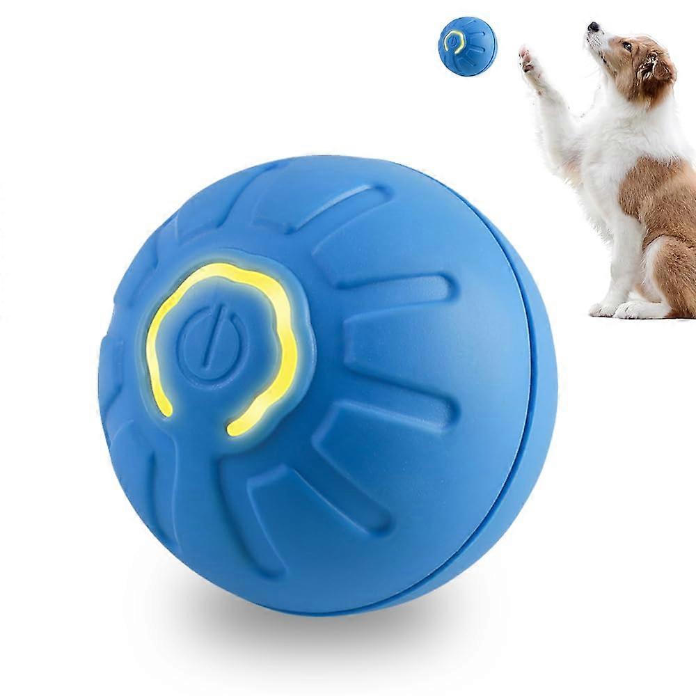 Squeaky Interactive Dog Ball Toys USB Rechargeable LED Light Automatic Rolling Electronic For Dog And Cat Blue