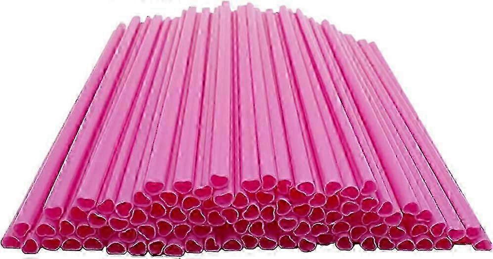 100pcs Heart Straws Disposable Plastic Party Straws Drinking Straws