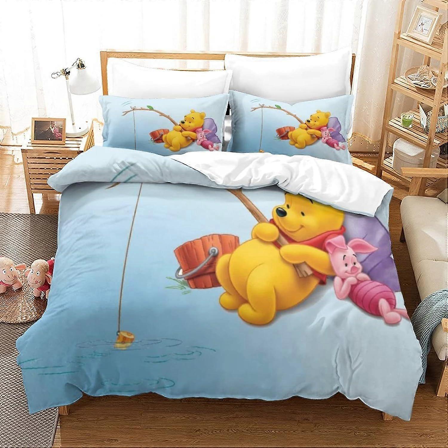 Yingd Bedding Single Bed Set Winnie The Pooh Printed Single Size Bedding Sets Super Soft Microfiber