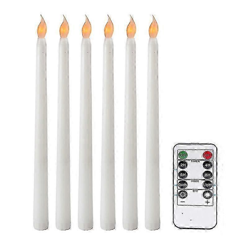6Pcs Flameless Taper Candles Flickering with 10-Key Remote Timer, Battery Operated LED Candlesticks