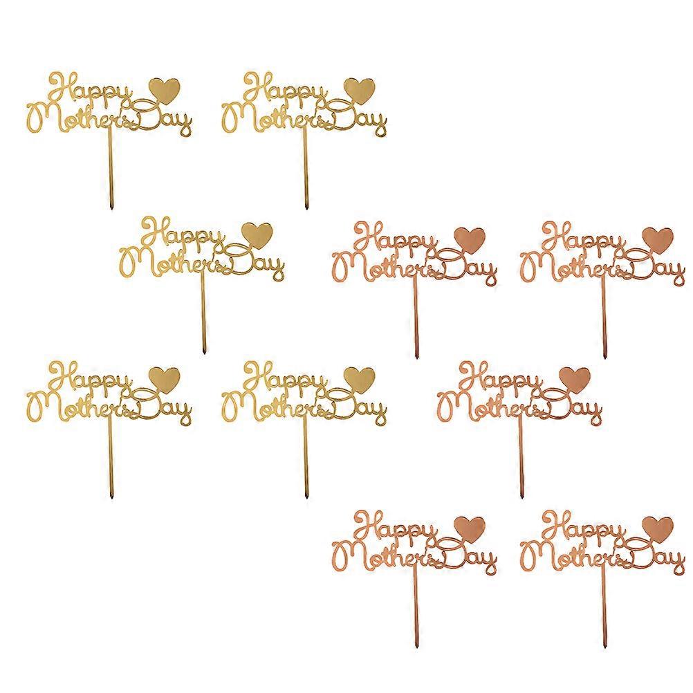 Egg Cake Picks Acrylic Decoration for Mother's Day 10Pcs Assorted Color