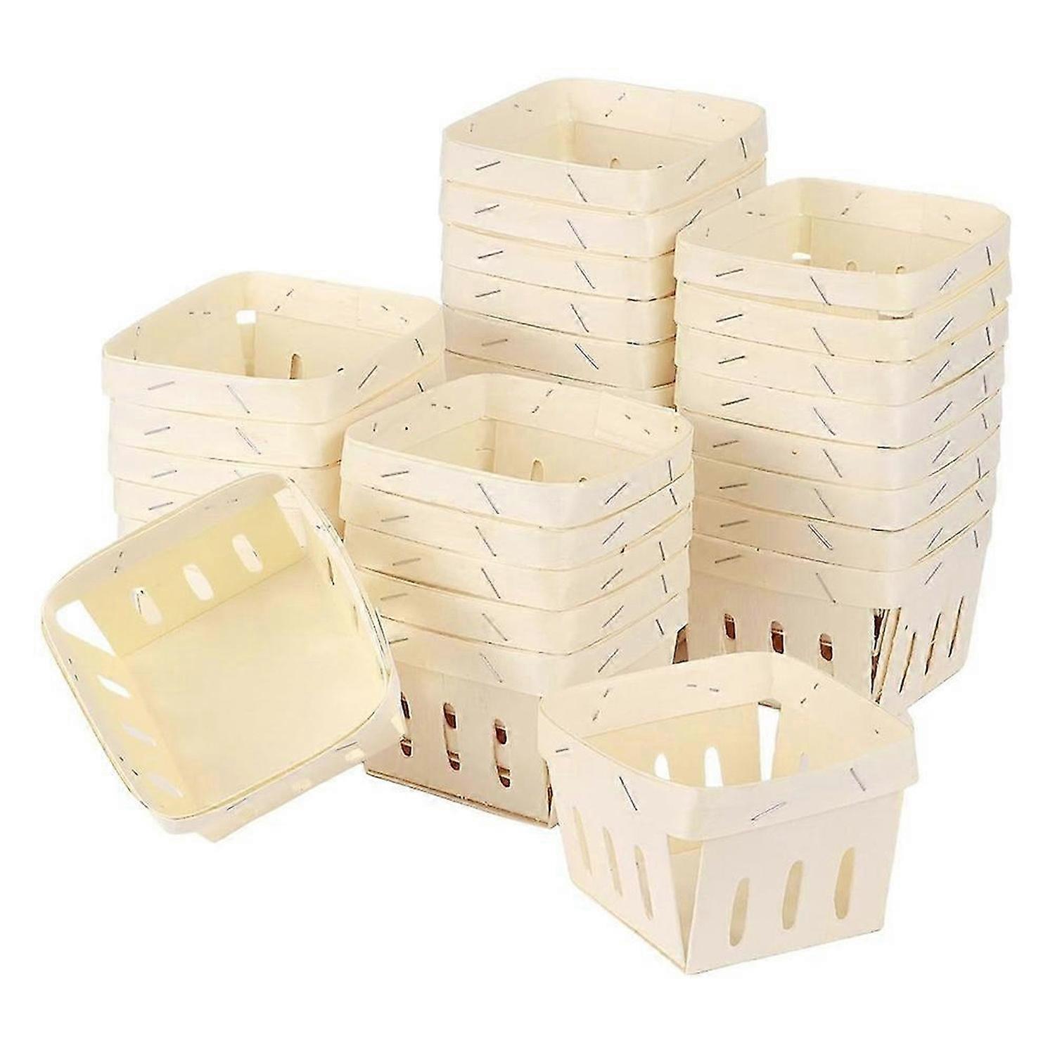Small Wooden Berry Basket, Mini Square Vented Basket