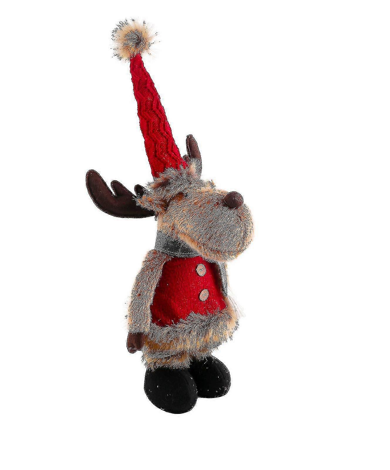 Christmas Elk Standing Plush Doll Christmas Decorations Plush Toys Ornaments Decor Holiday Party(1pcs-red) NIUNIU