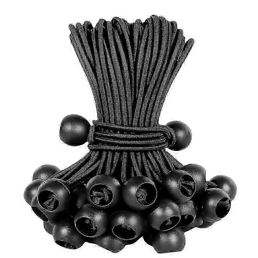 50 Pack Long Bungee Cords with Buckle for Tents, Tents, Banners and Tarps(Black)