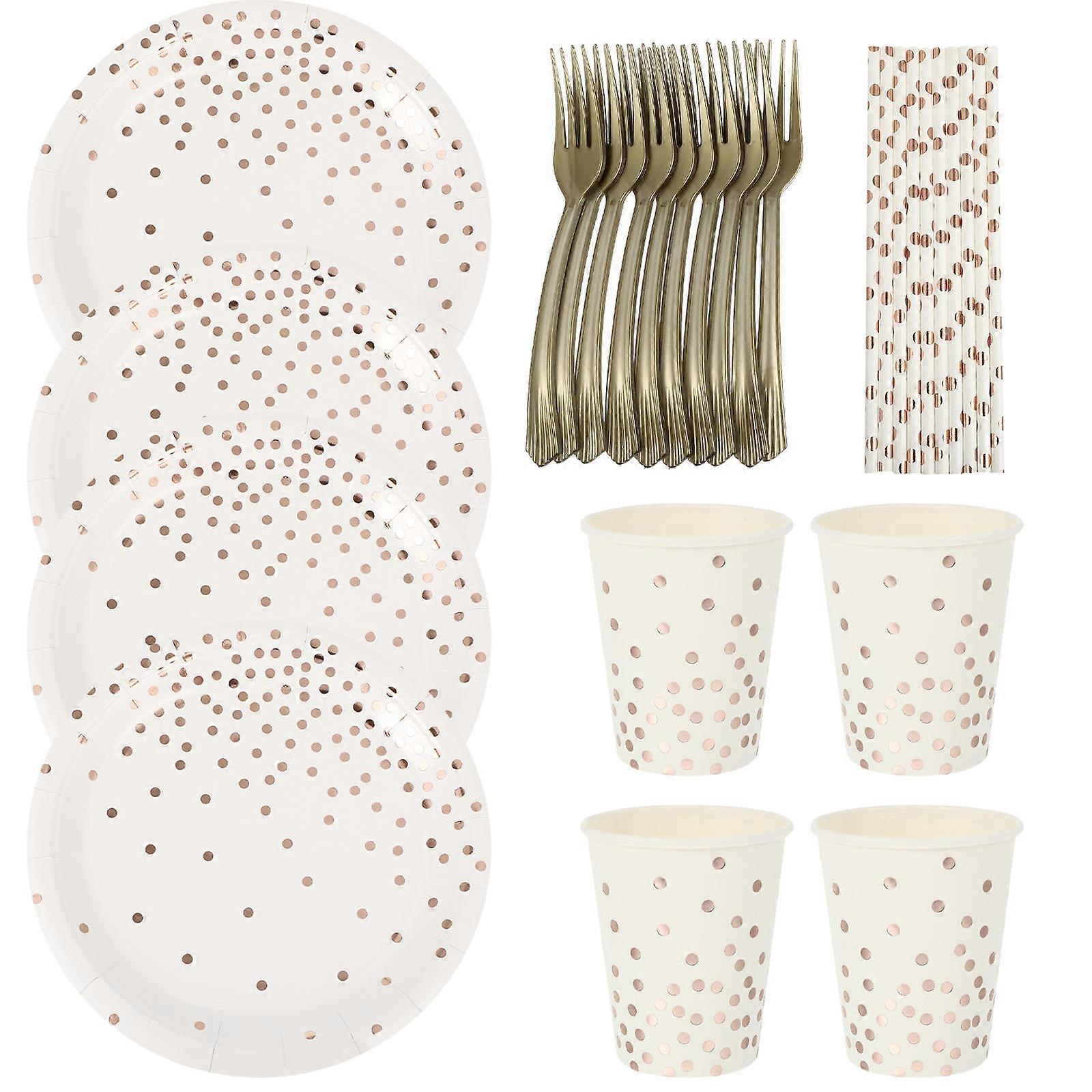 Paper Round Dot Set for Food Serving 1Set