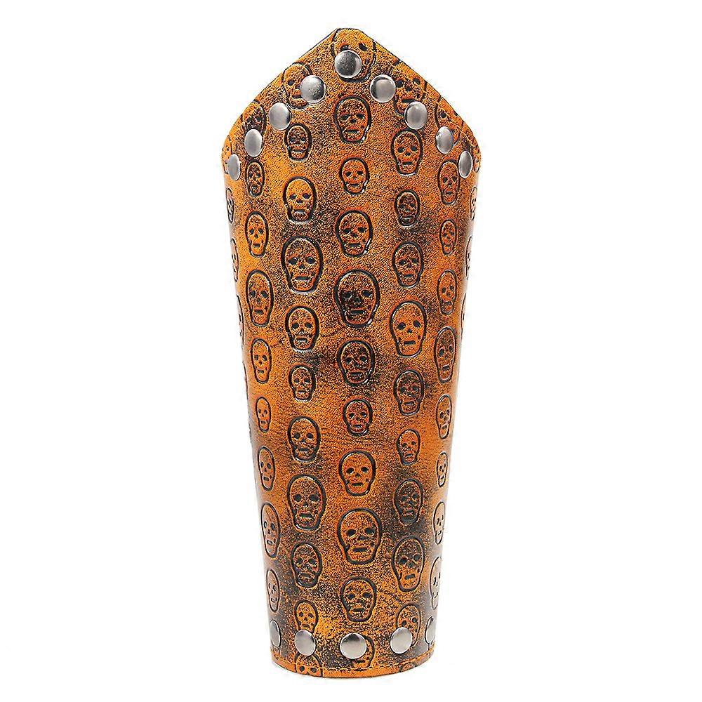 Riding Wrist Guards, Punk Exaggerated Cowhide Leather with Embossed Skull Decoration