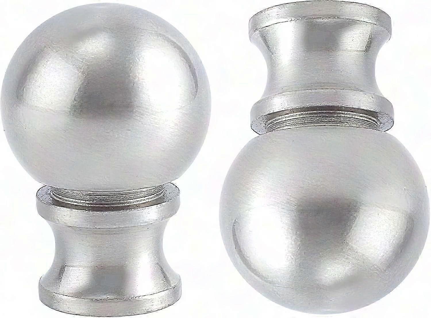 2 Pack Silver Brushed Metal Lamp Shade Finials, 1/4-27 Inch Threaded Base Knob Decoration